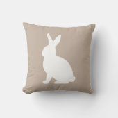 White Sitting Bunny Silhouette On Beige Easter クッション (正面)