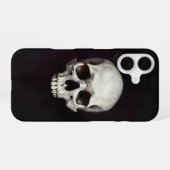 White Skull Black Minimal Gothic Phone Case iPhone 16ケース (裏面横)