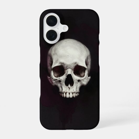 White Skull Black Minimal Gothic Phone Case iPhone 16ケース (裏面)