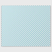 White & Sky Blue Checkerboard Wrapping Paper Roll ラッピングペーパー (フラット)