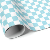 White & Sky Blue Checkerboard Wrapping Paper Roll ラッピングペーパー (ロールコーナー)