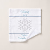White Slate Blue Geometric Lines Snowflakes バスタオルセット (ウォッシュタオル)