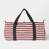 White Small Duffel Bag with Deep Red Line Art  ダッフルバッグ (正面)