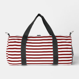 White Small Duffel Bag with Deep Red Line Art  ダッフルバッグ