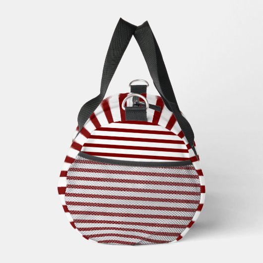 White Small Duffel Bag with Deep Red Line Art  ダッフルバッグ (右)