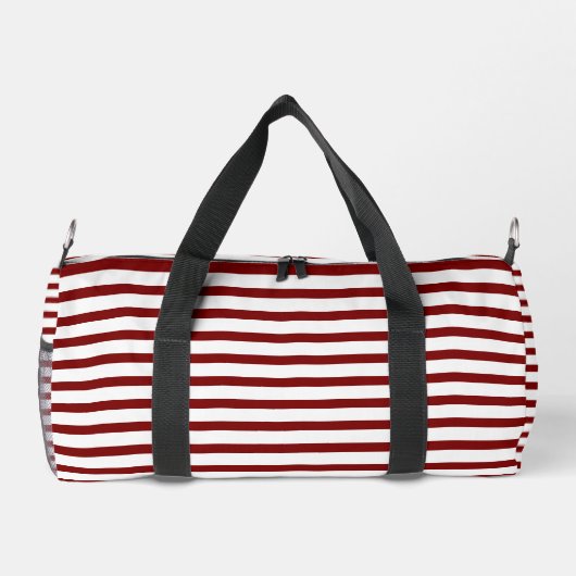 White Small Duffel Bag with Deep Red Line Art  ダッフルバッグ (裏面)
