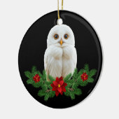 White Snow Christmas Owl セラミックオーナメント (左)