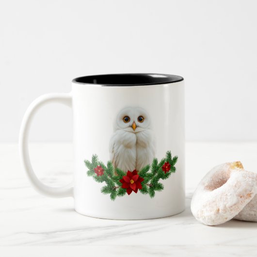 White Snow Christmas Owl ツートーンマグカップ (ドーナツ)