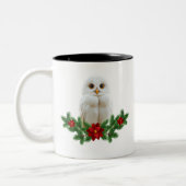 White Snow Christmas Owl ツートーンマグカップ (左)