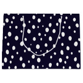 White Snow Dot Pattern Satin ラージペーパーバッグ (正面)