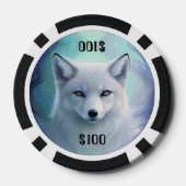 White Snow Fox on Icy Land Custom Dollar Amount ポーカーチップ (裏面)