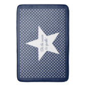 White Snowflake Pattern on a Midnight Blue Sky バスマット (正面縦)