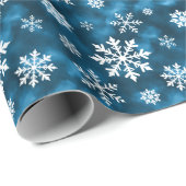 White Snowflake Pattern On Blue Background Winter ラッピングペーパー (ロールコーナー)