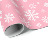 White Snowflake Pattern On Pink Background Color ラッピングペーパー (ロールコーナー)