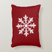White Snowflake Silhouette On Red Christmas アクセントクッション (正面(垂直))