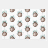 White Snowflakes Deer Coconut Ornaments ラッピングペーパーシート (正面2)