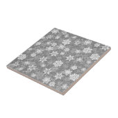 White Snowflakes Luxurious Gray Elegant Christmas タイル (側面)