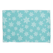 White Snowflakes on Blue Winter Pattern 枕カバー (正面)
