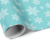 White Snowflakes on Bluw Winter Pattern ラッピングペーパー (ロールコーナー)