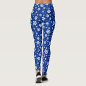 White Snowflakes on Dark Blue Winter Pattern レギンス (裏面)