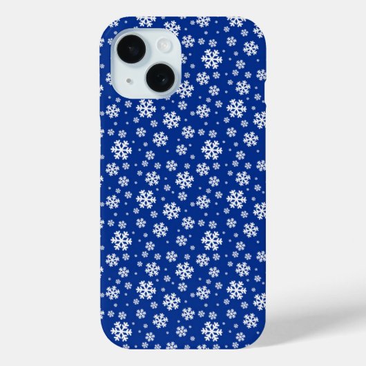 White Snowflakes on Dark Blue Winter Pattern Case-Mate iPhoneケース (裏面)