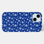 White Snowflakes on Dark Blue Winter Pattern Case-Mate iPhoneケース (裏面 (横))