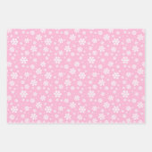 White Snowflakes on Green, Blue & Pink ラッピングペーパーシート (正面3)