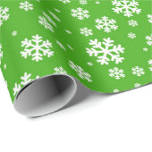 White Snowflakes on Green Winter Pattern ラッピングペーパー (ロールコーナー)