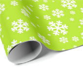 White Snowflakes on Green Winter Pattern ラッピングペーパー (ロールコーナー)