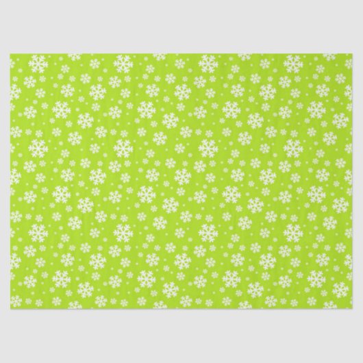 White Snowflakes on Green Winter Pattern 薄葉紙 (正面)