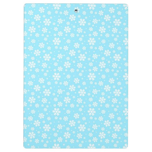 White Snowflakes on Light Blue Winter Pattern クリップボード (裏面)