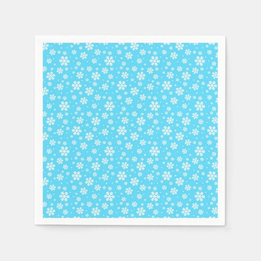 White Snowflakes on Light Blue Winter Pattern スタンダードカクテルナプキン (正面)