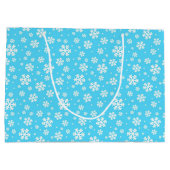 White Snowflakes on Light Blue Winter Pattern ラージペーパーバッグ (裏面)