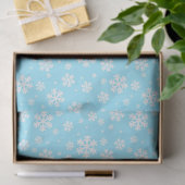 White Snowflakes on Light Blue Winter Pattern 薄葉紙 (ギフト)