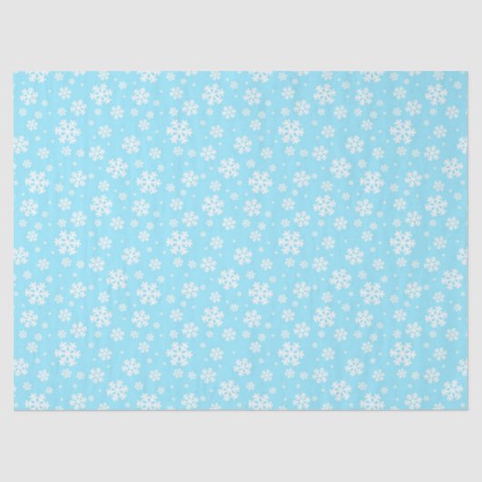 White Snowflakes on Light Blue Winter Pattern 薄葉紙 (正面)