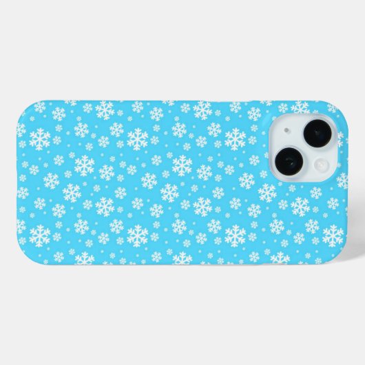 White Snowflakes on Light Blue Winter Pattern Case-Mate iPhoneケース (裏面 (横))