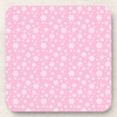 White Snowflakes on Light Pink Winter Pattern コースター (正面)