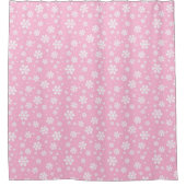 White Snowflakes on Light Pink Winter Pattern シャワーカーテン (正面)