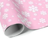 White Snowflakes on Light Pink Winter Pattern ラッピングペーパー (ロールコーナー)