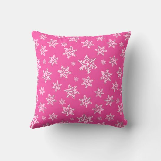 White Snowflakes on Pink Winter Pattern クッション (裏面)