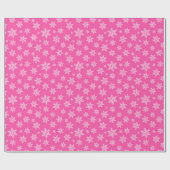 White Snowflakes on Pink Winter Pattern ラッピングペーパー (フラット)