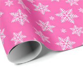 White Snowflakes on Pink Winter Pattern ラッピングペーパー (ロールコーナー)