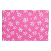 White Snowflakes on Pink Winter Pattern 枕カバー (裏面)
