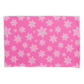 White Snowflakes on Pink Winter Pattern 枕カバー (正面)
