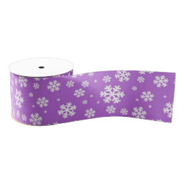 White Snowflakes on Purple Winter Pattern グログランリボン