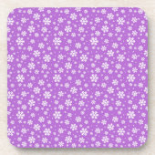 White Snowflakes on Purple  Winter Pattern コースター (正面)