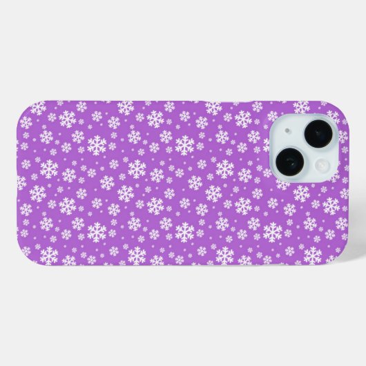 White Snowflakes on Purple Winter Pattern Case-Mate iPhoneケース (裏面 (横))
