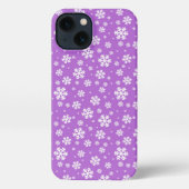 White Snowflakes on Purple Winter Pattern iPhoneケース (裏面)