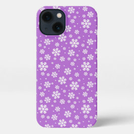 White Snowflakes on Purple Winter Pattern iPhone 13ケース