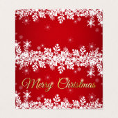 White snowflakes on red Merry Christmas 名刺 (外部フラット)